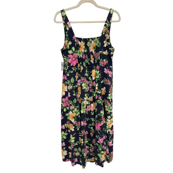 Old Navy Floral Fit and Flare Midi Dress Size Medium Sleeveless Linen Blend NEW - Picture 4 of 13